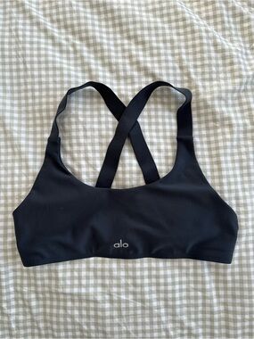 ALO Yoga Black Crisscross Back Sports Bra